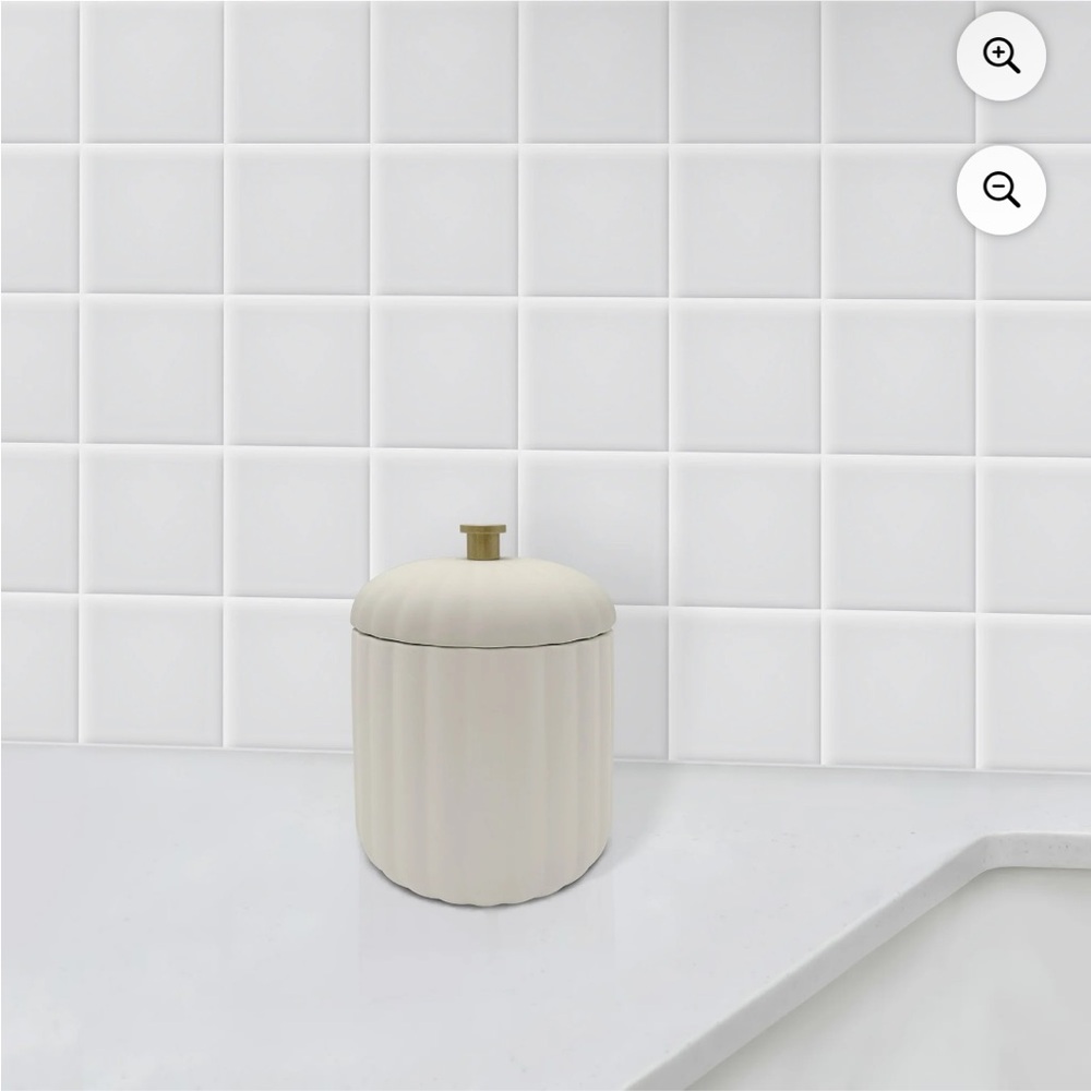 Off-White Bathroom Canister with Lid - Picture 2 of 2